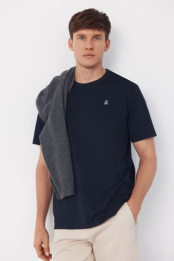 Cortefiel Camisola básica com bolso Azul