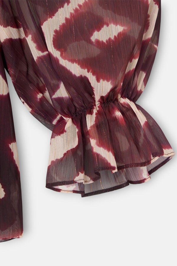 Silbon Blusa franzida estampada Castanho