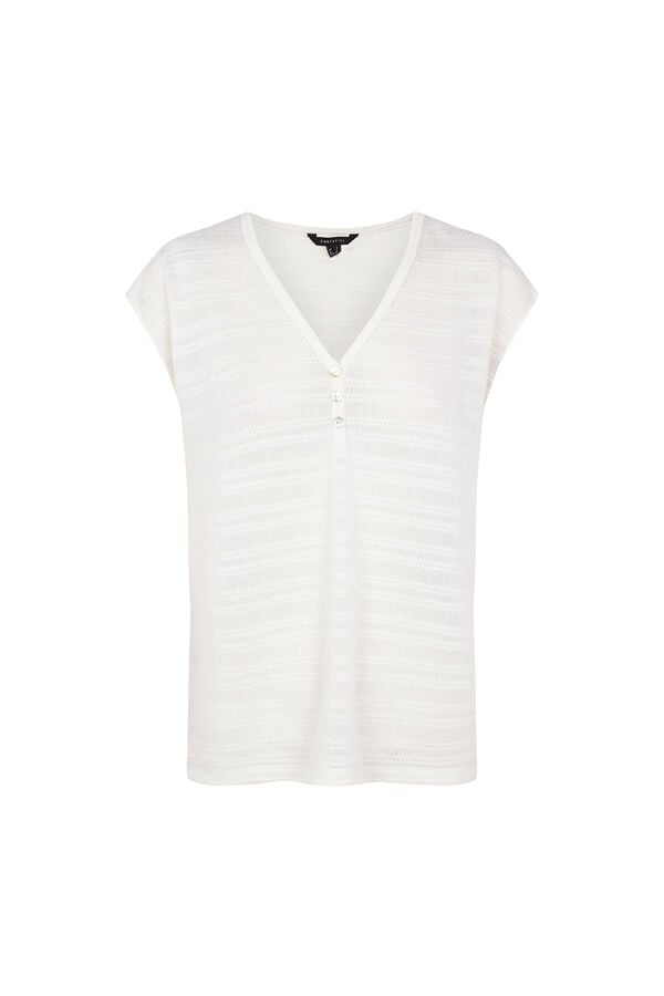 Cortefiel Striped structure T-shirt Ivory