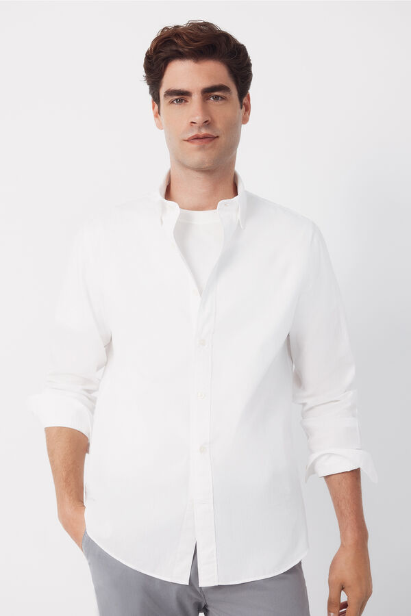 Cortefiel Poplin plain shirt White