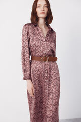 Cortefiel Satin shirt dress Printed purple