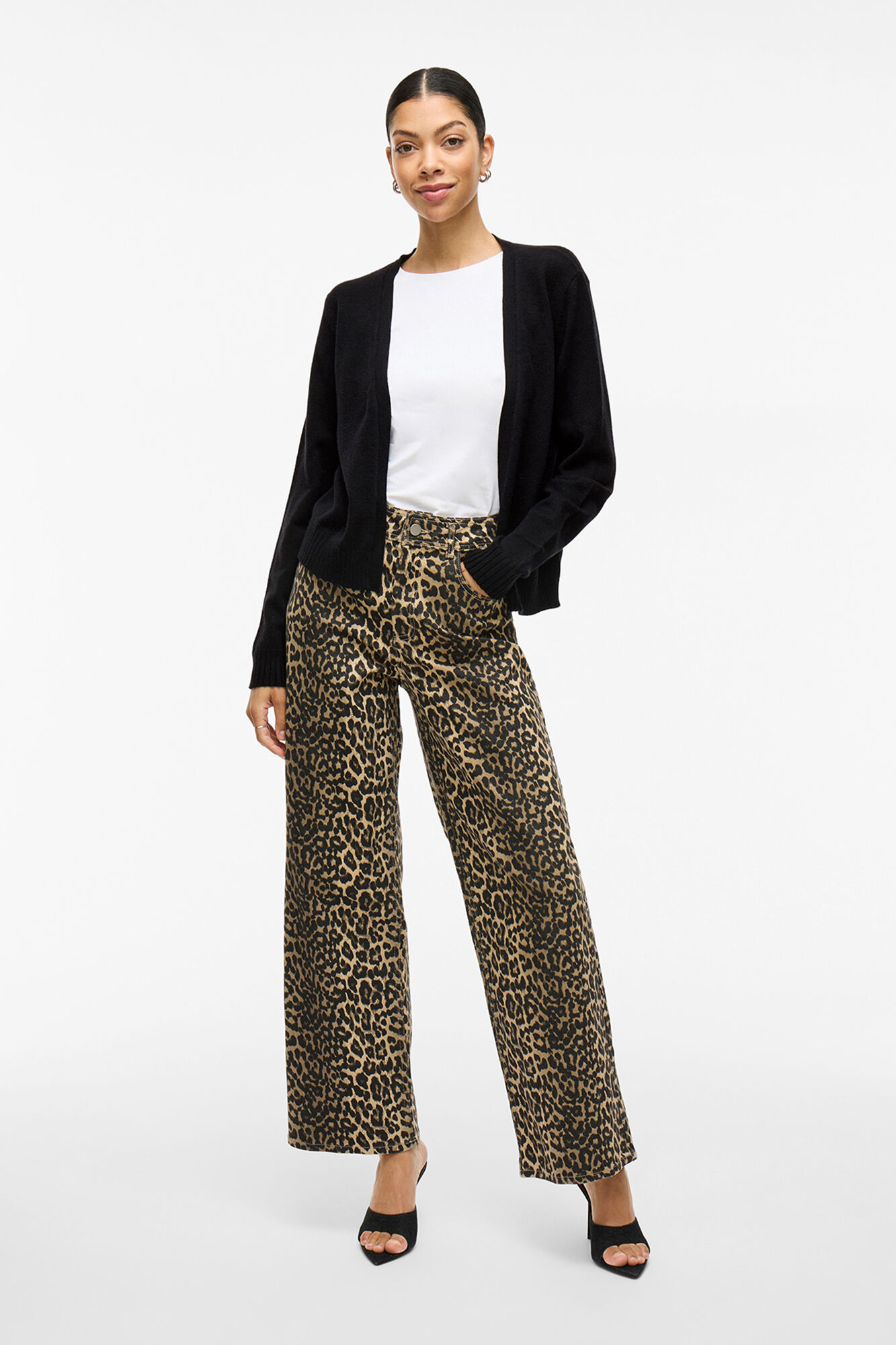 Vila Long jersey-knit cardigan with viscose