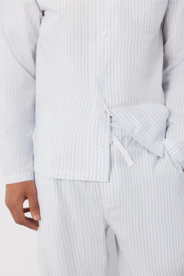 Cortefiel Jersey-knit and fabric pyjama set Blue