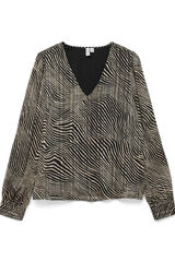 Vero Moda Blusa de gola comprida com decote em V Preto