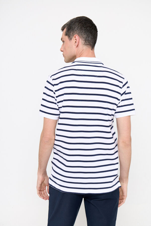 Cortefiel Striped polo shirt with tipping Navy