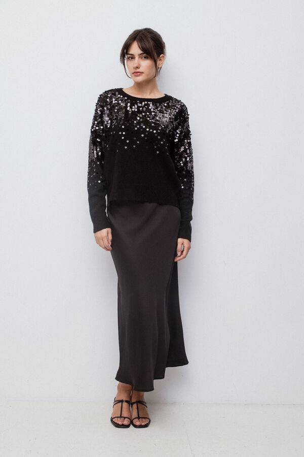 Vila Camisola de malha com malha Preto