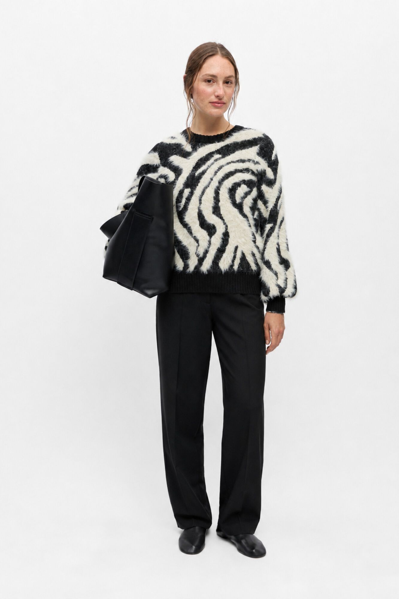Object Knit look faux fur jumper