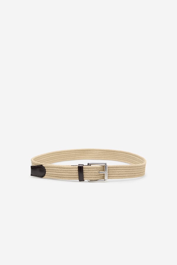 Cortefiel Elastic braided belt Beige