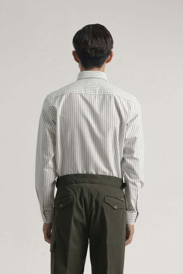 PuroEGO Slim cotton striped oxford shirt Printed white