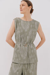 Cortefiel jacquard buckle top Kaki
