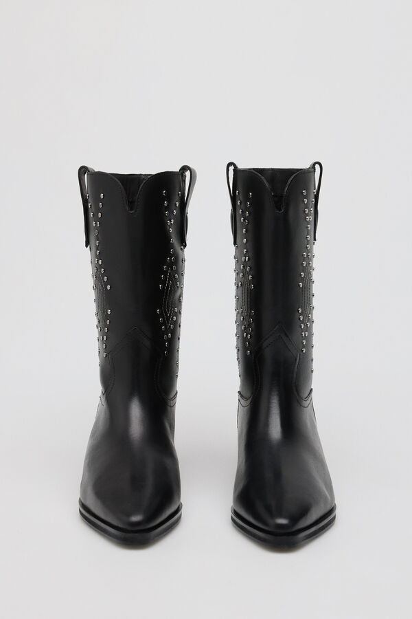 Cortefiel Studded napa boot Black