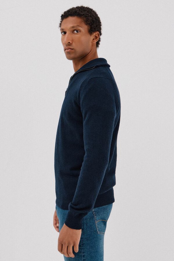 Cortefiel Lambswool wool with open neck Navy
