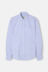 Silbon Bicolour striped oxford sport shirt Blue