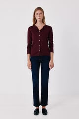 Cortefiel Basic knit jacket Maroon
