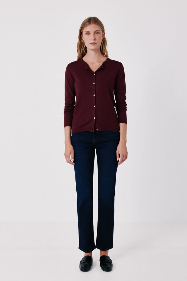 Cortefiel Basic knit jacket Maroon