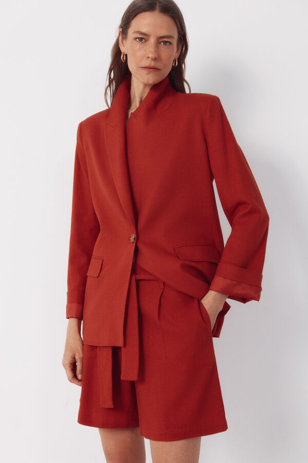 Cortefiel Bermuda de linho Laranja