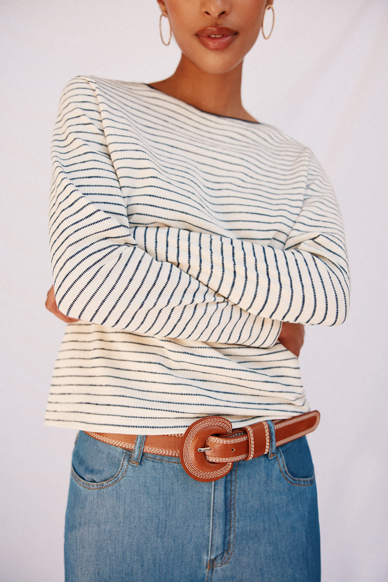 Cortefiel striped boat neck t-shirt