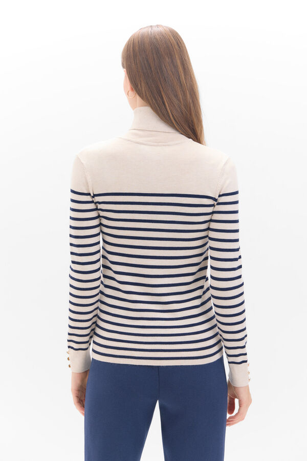 Cortefiel Two-tone striped jumper Ivory