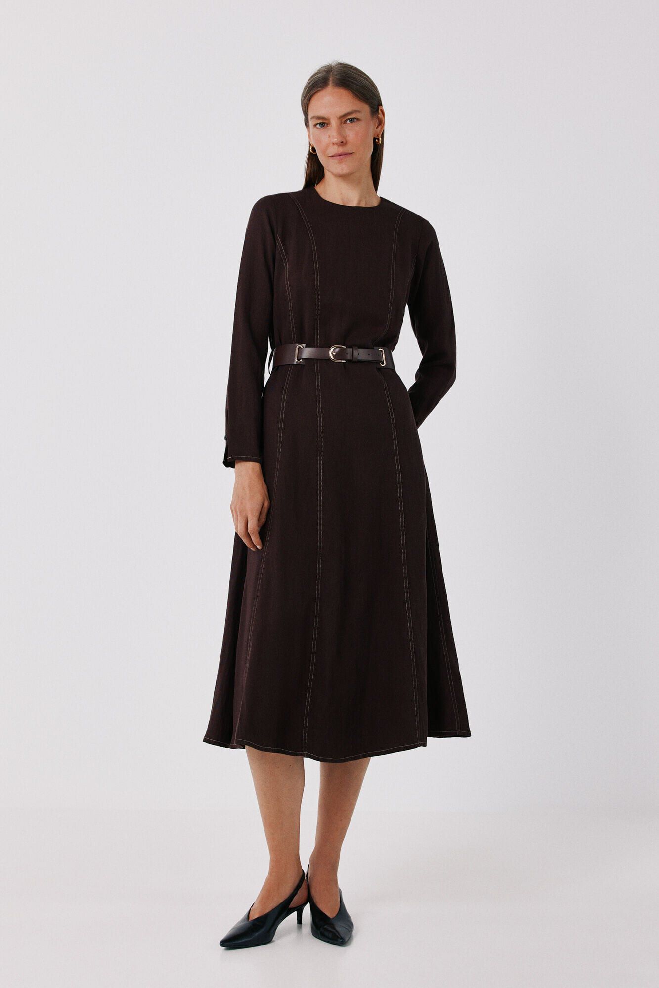 Cortefiel Long dress with seams