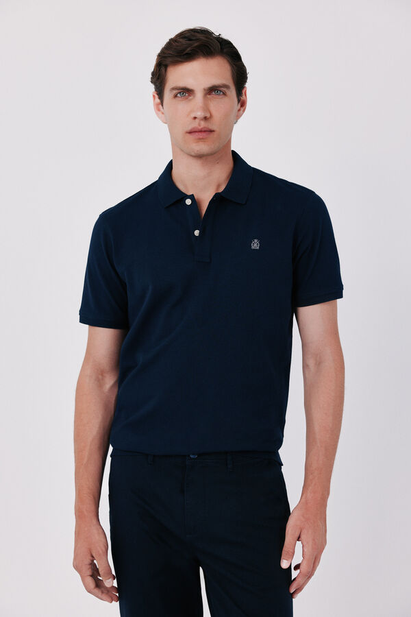 Cortefiel Piqu&eacute; slim polo shirt Navy