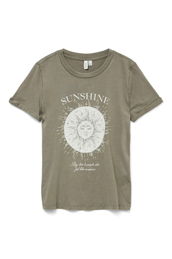 Vero Moda T-shirt de algodão estampada Cinzento