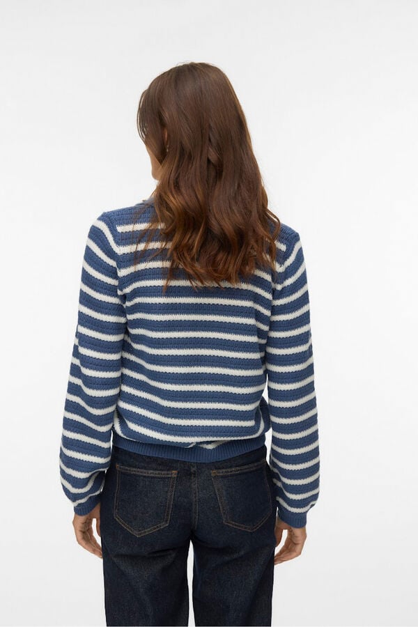 Vero Moda Polo manga comprida em malha calada Azul