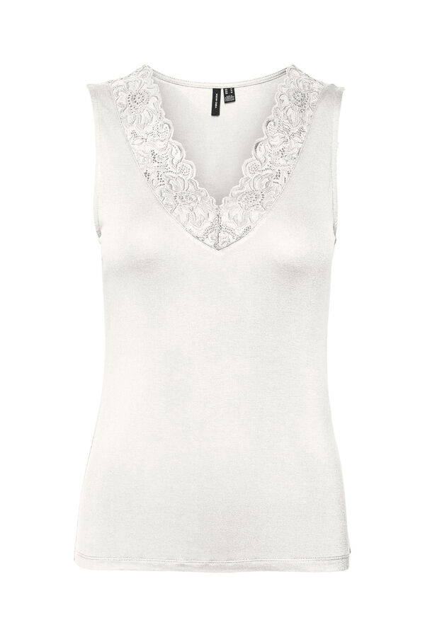 Cortefiel Sleeveless top with lace White