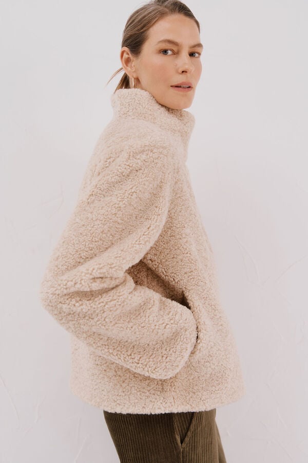 Cortefiel Raw fur effect jacket Nude