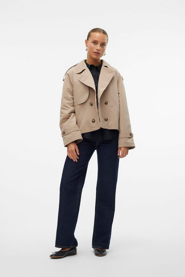 Cortefiel Short trench coat with pockets Nude