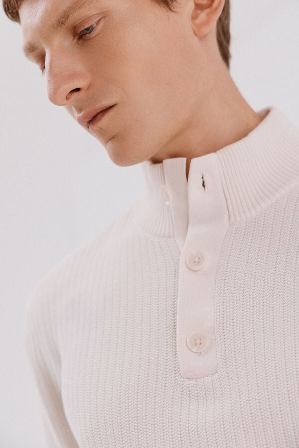Cortefiel Structured cotton sweater  Ivory