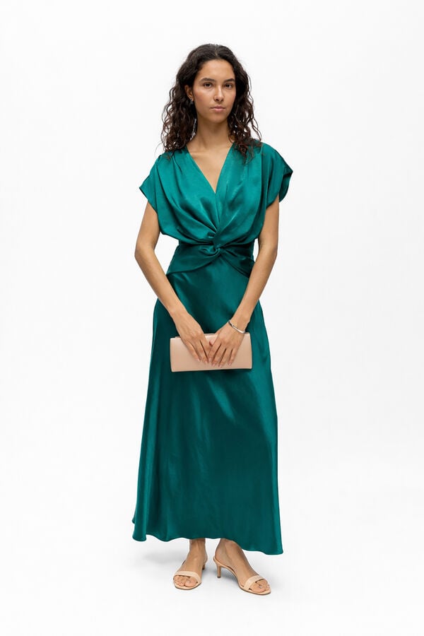 Object Satin-finish long dress Turquoise
