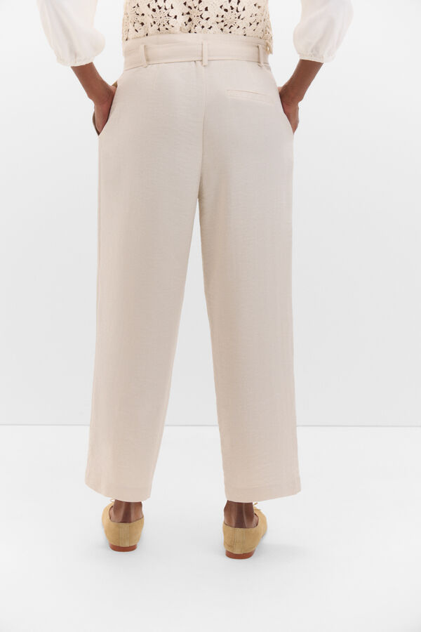 Cortefiel Floaty pleated trousers Brown