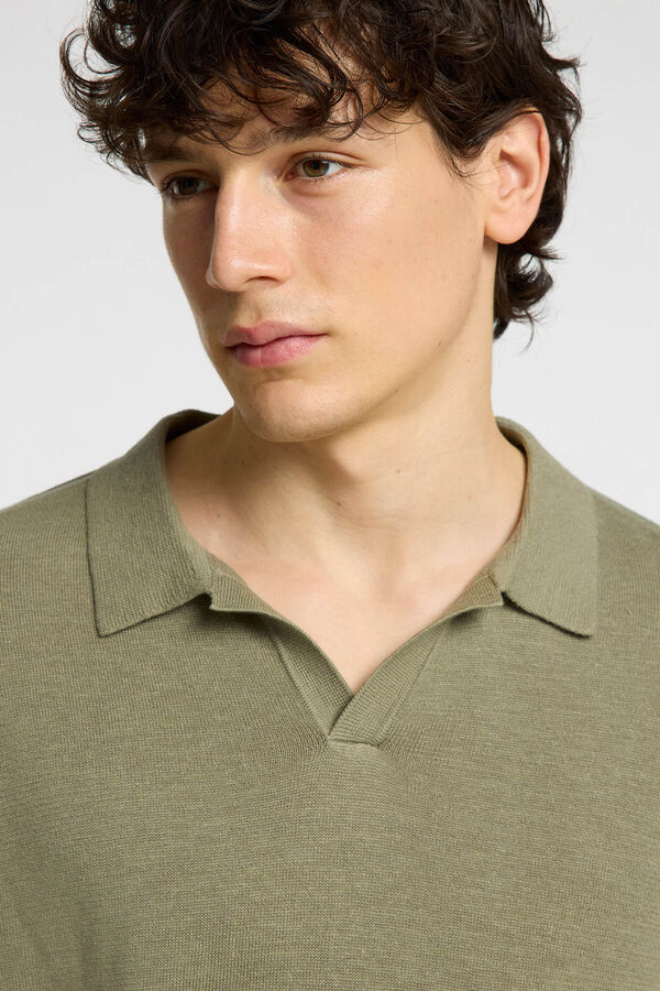 Selected Polo de lino de manga corta Gris