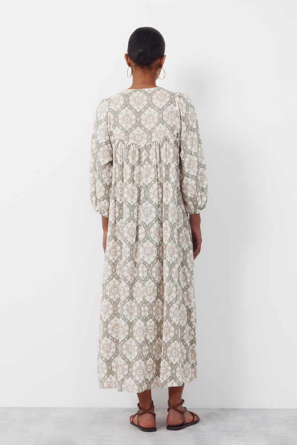 Cortefiel Long Dress Printed green