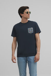 Cortefiel Camiseta clasica bolsillo etnico Azul marino