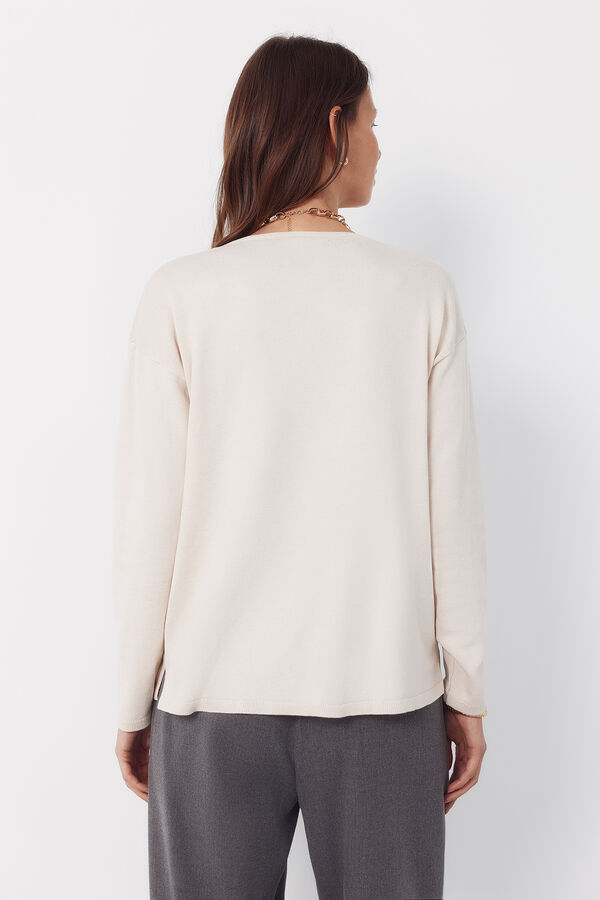 Cortefiel V-neck jumper Ivory