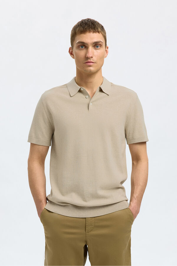 Selected Polo de malha de manga curta Tostado