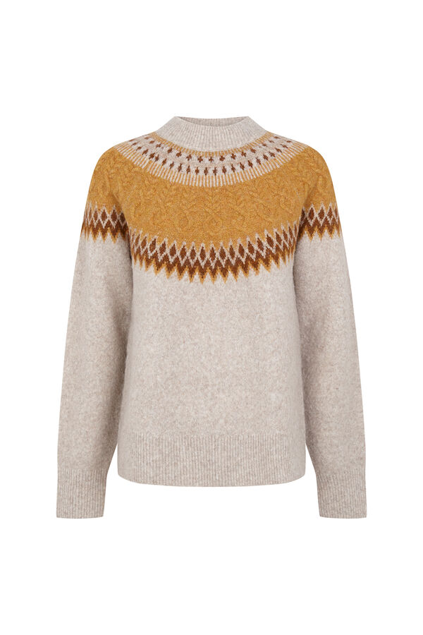 Cortefiel Fair Isle and cross-knit jumper Beige