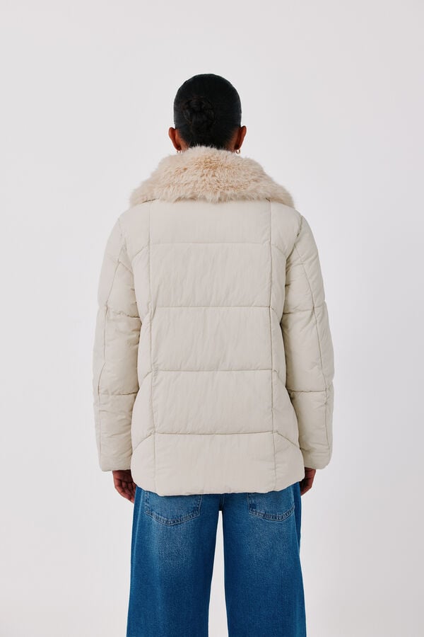 Cortefiel Puffer short anorak Ivory