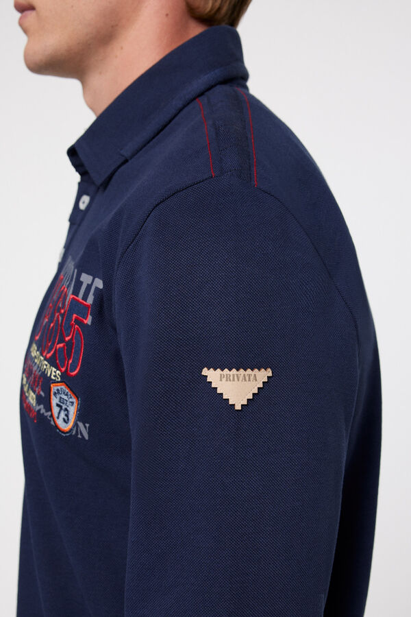 Privata Plain navy "privat 73" polo shirt Blue