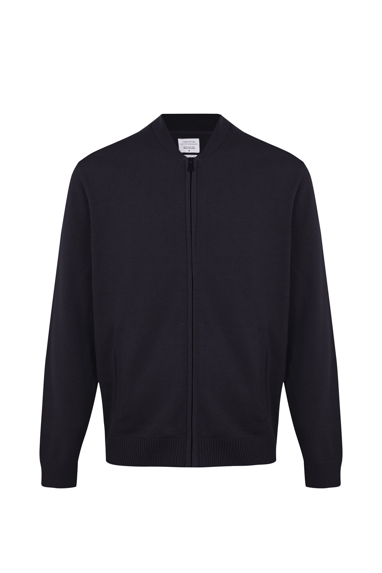 Cortefiel Cotton fine knit zip fastening cardigan