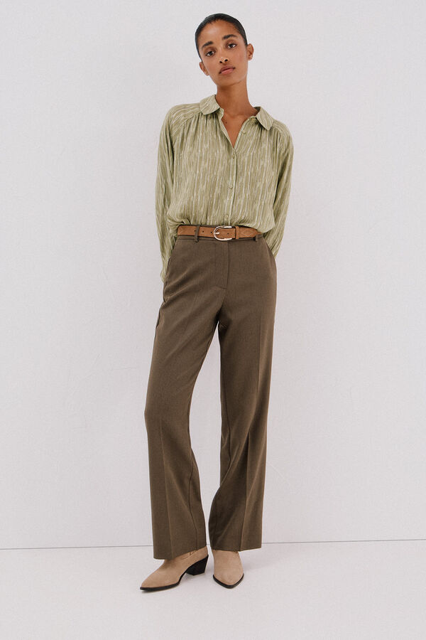 Cortefiel Blusa fluida estampada lurex Printed green