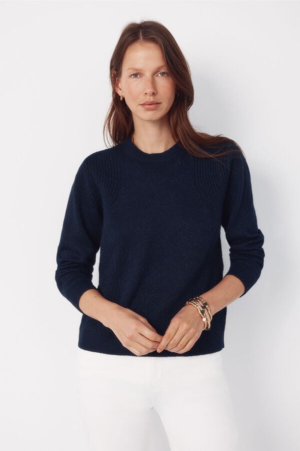 Cortefiel Combined knit jumper Navy