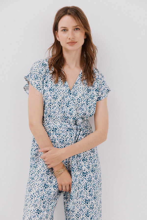 Cortefiel print crossover jumpsuit Multicolour