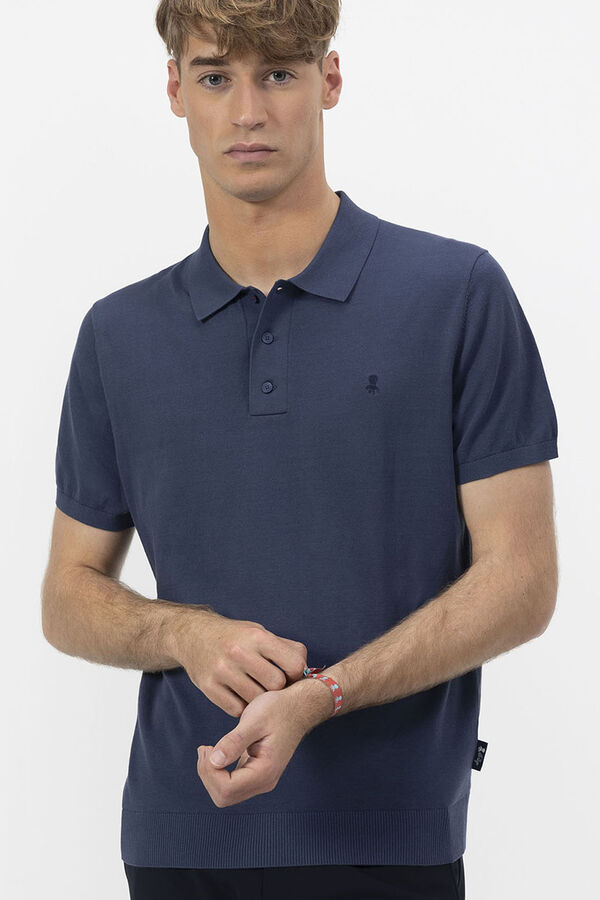 elPulpo Polo básico em malha crepe Azul
