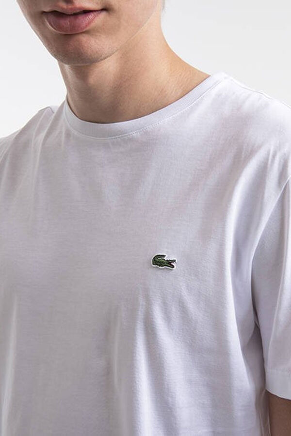 Cortefiel T-shirt de algodão com gola redonda Lacoste para homem Branco