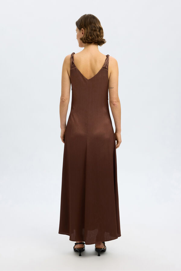 Selected Femme Vestido longo com alças trançadas Castanho