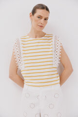 Cortefiel Camiseta manga guipura Amarelo