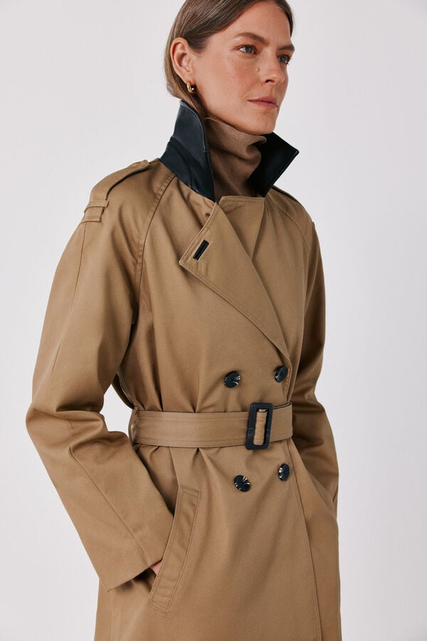 Cortefiel Long trench Beige