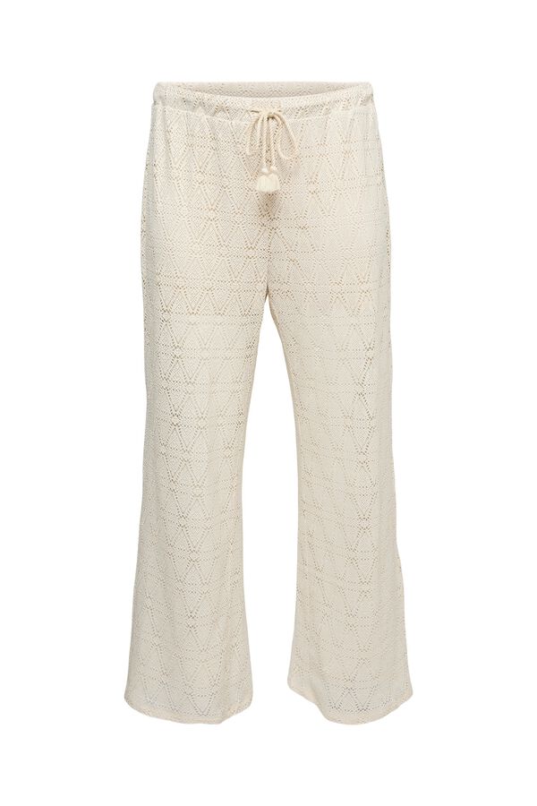 Vero Moda Curve Pantal&oacute;n largo con calados talla grande Beige